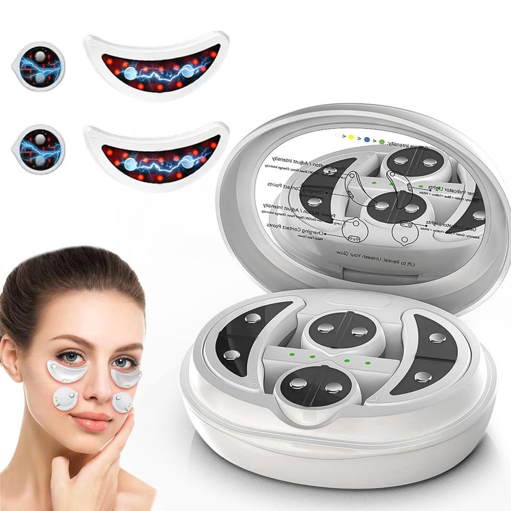 2-in-1 Electric Facial & Eye Beauty Massager with Red Light Therapy, EMS Microcurrent, Type-C Charging, Skin Firming, Fine Lines, Dark Circles & Eye Bags Reduction