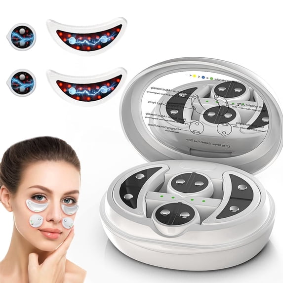 2-in-1 Electric Facial & Eye Beauty Massager with Red Light Therapy, EMS Microcurrent, Type-C Charging, Skin Firming, Fine Lines, Dark Circles & Eye Bags Reduction