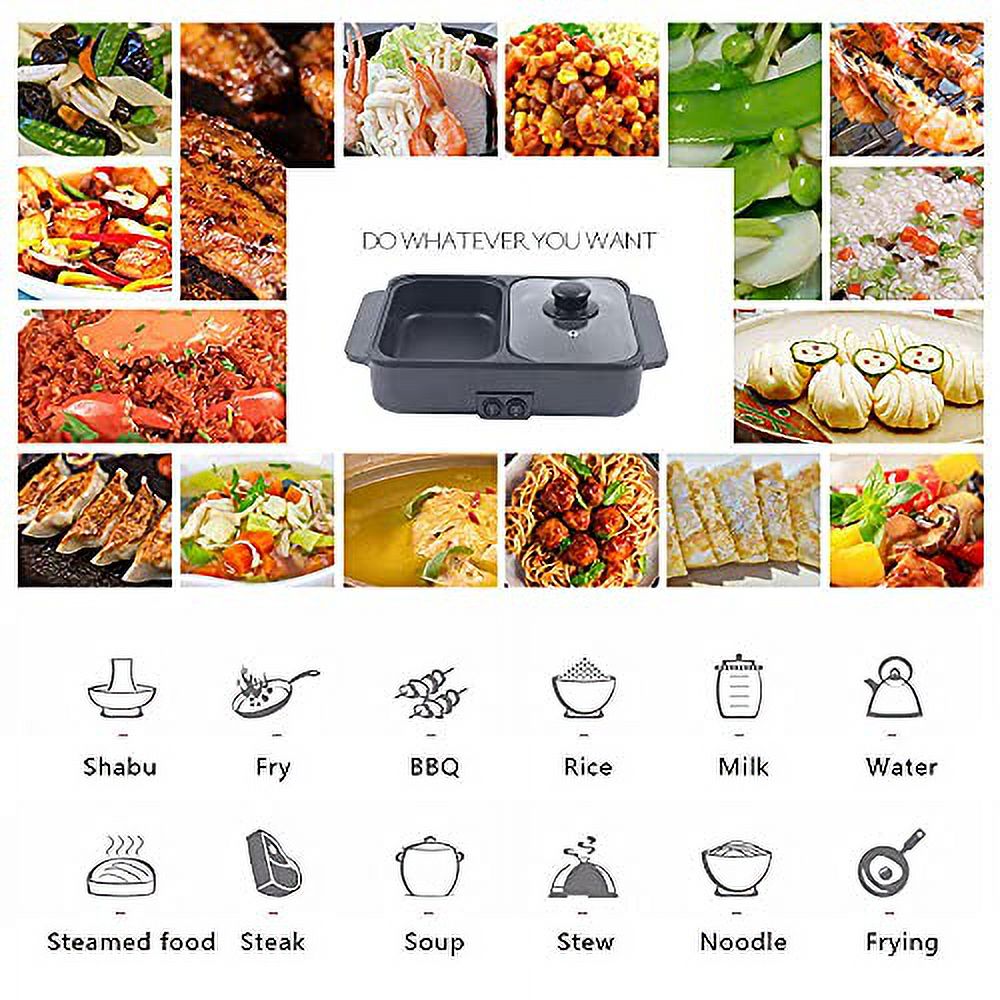 2in1 Electric Grill with Hot Pot 1200W 110V, Portable Electric Hot