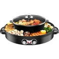 thumbnail image 1 of 2 in 1 Electric Grill and Hot Pot Separable Cooking Plate Dual Temp Control for BBQ, Steaks, Shabu 2200W, 1 of 9