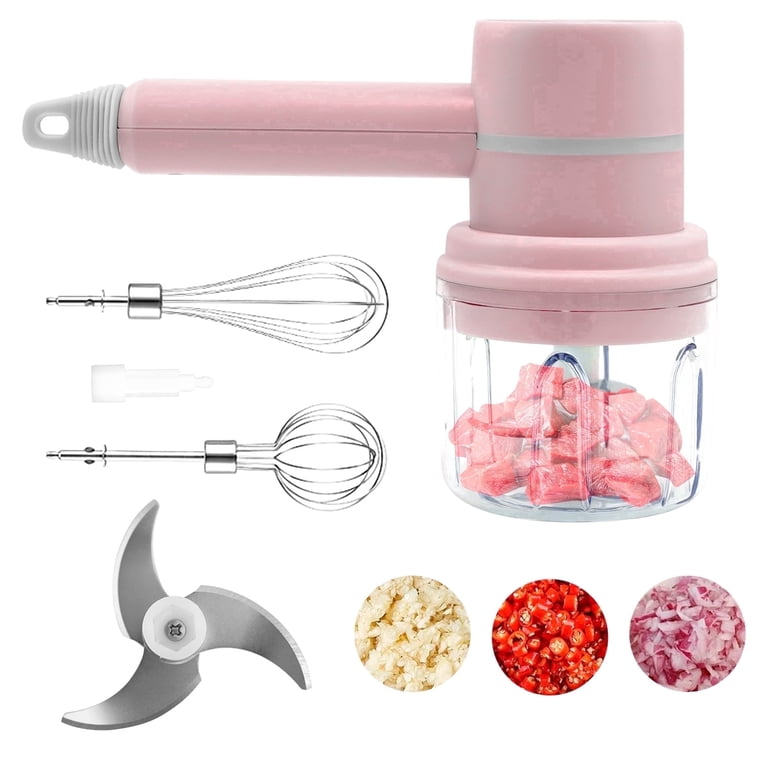 Xylobyte 2-in-1 Electric Hand Mixer, Electric Whisk, Mini Onion Chopper 10Oz, Small Cordless Hand Blender, 3 Speed Rechargeable Food Processor for