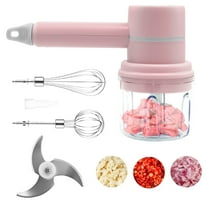 Xylobyte 2-in-1 Electric Hand Mixer, Electric Whisk, Mini Onion Chopper 10Oz, Small Cordless Hand Blender, 3 Speed Rechargeable Food Processor for Baby Food Maker, Pink