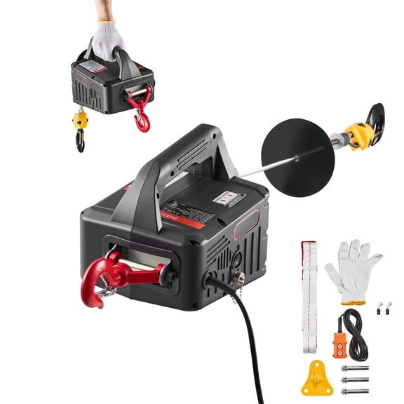 2-in-1 Electric Hoist W",1500W Heavy Duty W",1100 lbs Lifting Capacity,25 ft Lift Height with Remote Control for Garage,Workshop,Warehouse