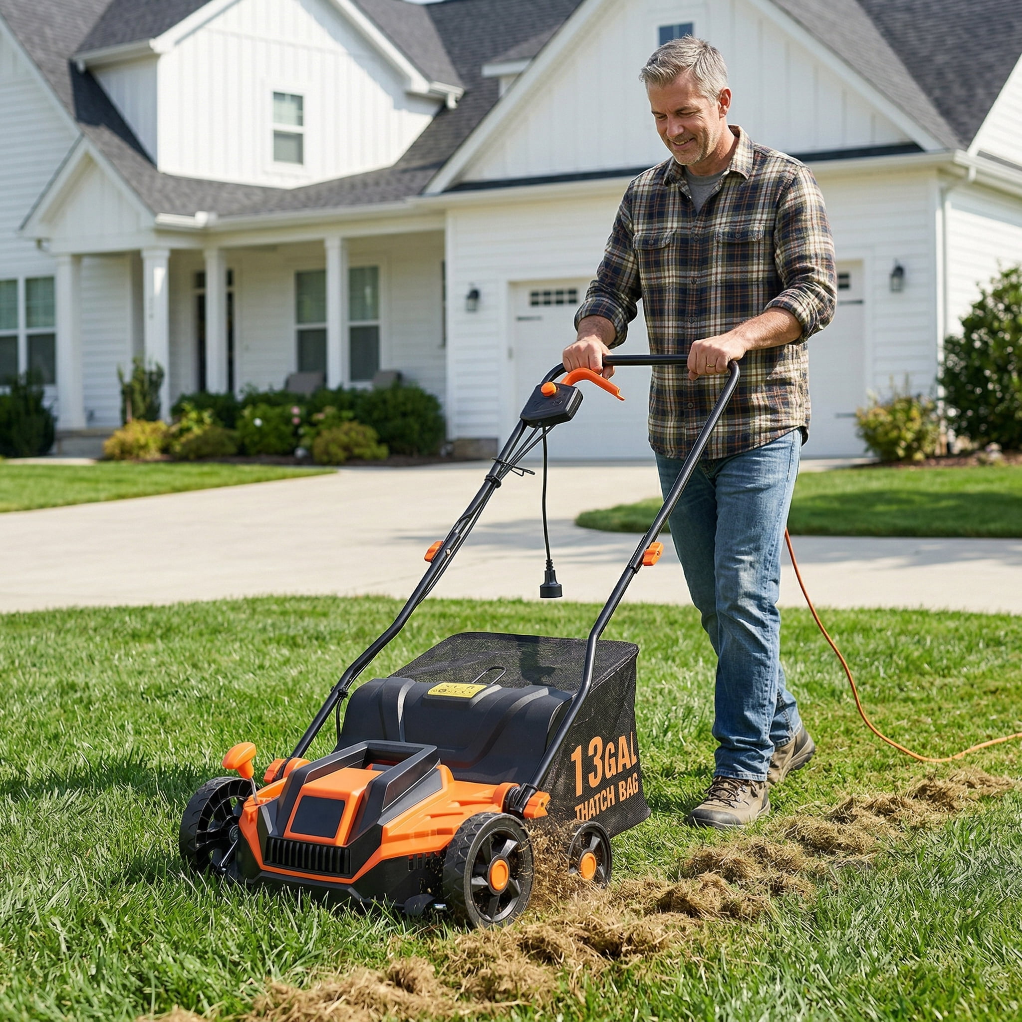 Zateety 2-in-1 Electric Lawn Dethatcher & Scarifier, 13 inch 13 amp ...