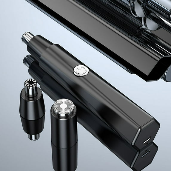 2-in-1 Electric Nose Hair Trimmer Rechargeable Multifunctional Nose Hair Trimmer Men's Shaver Nose Hair Scissors-Diamond Black-Nose hair clipper+shaver