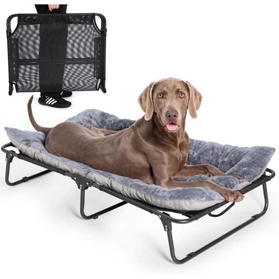 2-in-1 Elevated Bed with Removable Washable Mattress, Raised Cooling for Large Dogs, Indoor & Outdoor Elevated Bed with Heavy-Duty Steel Frame