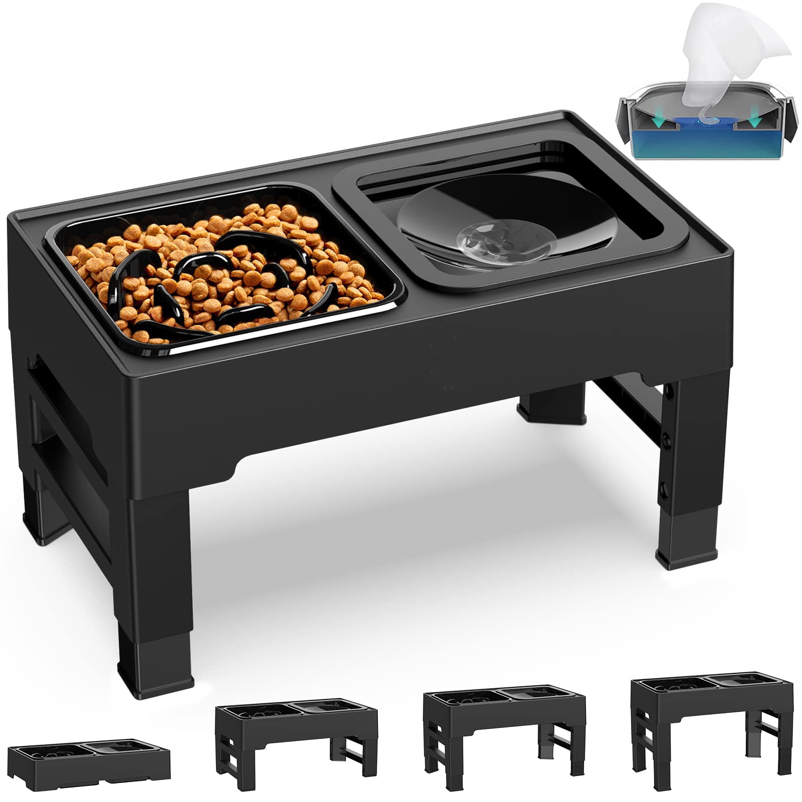 2in1 Elevated Slow Feeder Dog Bowls with No Spill Dog Water Bowl 4