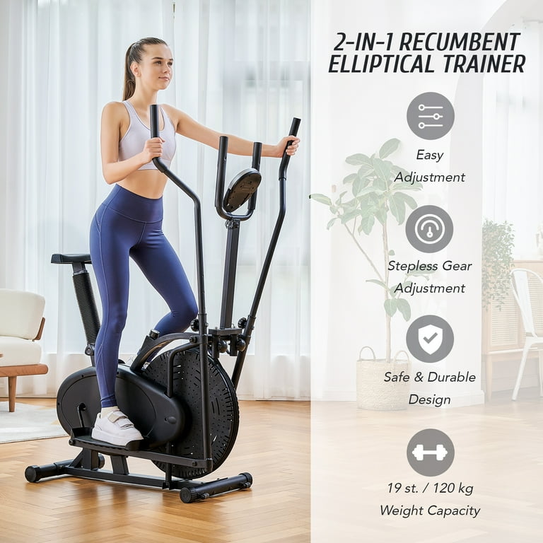 2-in-1 Elliptical Exercise Machine Reliable Air Resistance