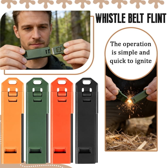 2-in-1 Emergency Fire Starter and Survival Whistle Portable Outdoor Tool for Camping Hiking Backpacking Hunting High-Distress Safety Whistle Ferrocerium Rod Yellow