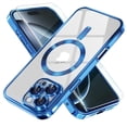 thumbnail image 1 of Entronix 2-in-1 Magnetic Shiny Clear Case Compatible with iPhone 16 Pro Max with Screen Protector, Navy Blue, 1 of 6