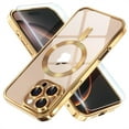 thumbnail image 1 of Entronix 2-in-1 Magnetic Shiny Clear Case Compatible with iPhone 16 Pro with Screen Protector, Gold, 1 of 6