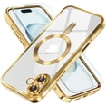 thumbnail image 1 of Entronix 2-in-1 Magnetic Shiny Clear Case Compatible with iPhone 16 with Screen Protector, Gold, 1 of 6