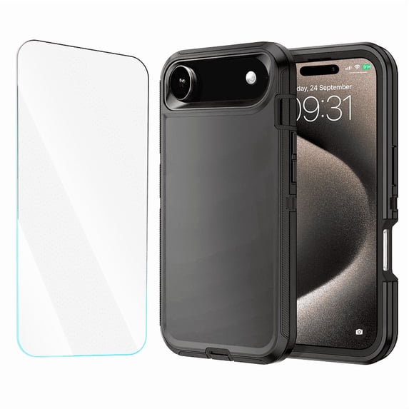 2-in-1 Entronix Bundle designed for iPhone 17 Air, Heavy Duty Case and Tempered Glass