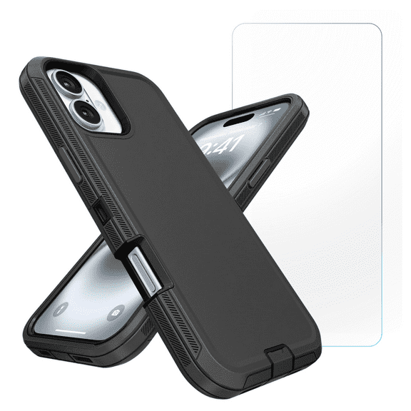 2-in-1 Entronix Bundle designed for iPhone 17, Heavy Duty Case and Tempered Glass