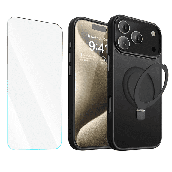 Entronix 2-in-1 Magnetic Matte Case Compatible with iPhone 17 Pro and iPhone 18 Pro with Screen Protector, Black