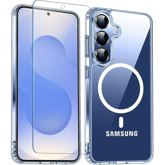 2-in-1 Entronix Bundle for Galaxy S23, Slim Clear Magnetic Hard Cover Case & 1 Screen Protector