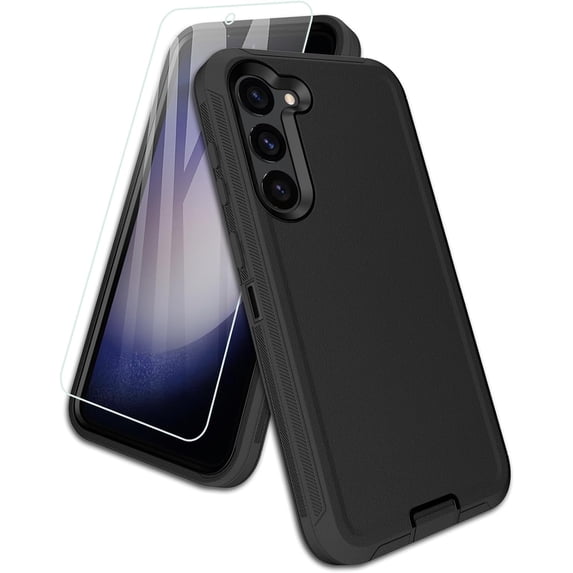 Entronix 2-in-1 Heavy Duty Case Compatible with Galaxy S25 Plus with Screen Protector, Black