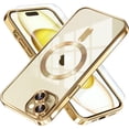 thumbnail image 1 of Entronix 2-in-1 Magnetic Shiny Clear Case Compatible with iPhone 14 Plus with Screen Protector, Gold, 1 of 7