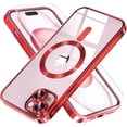 thumbnail image 1 of Entronix 2-in-1 Magnetic Shiny Clear Case Compatible with iPhone 15 with Screen Protector, Red, 1 of 7