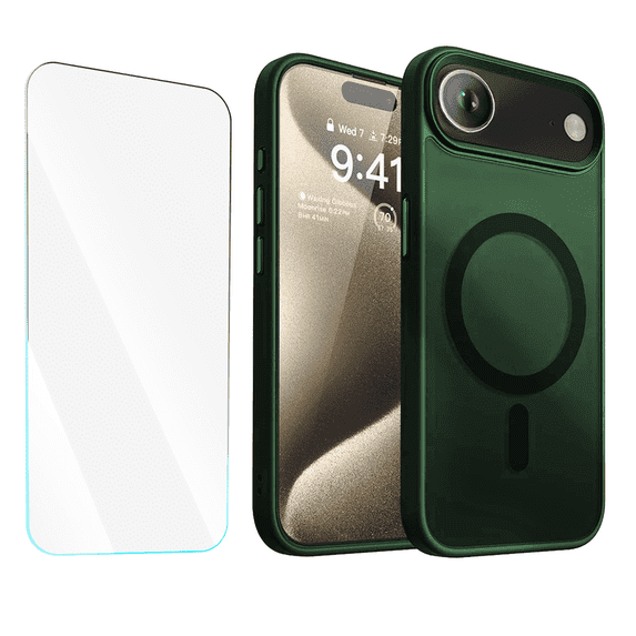 Entronix 2-in-1 Magnetic Matte Bundle for iPhone Air, with Screen Protector, Green