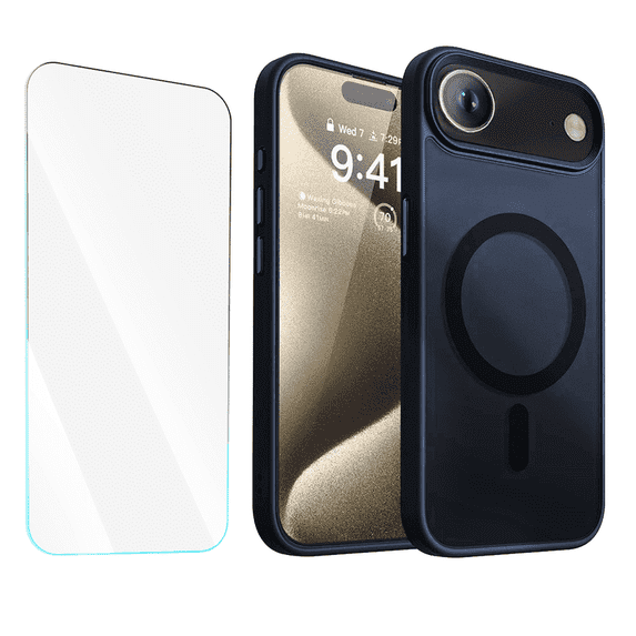 Entronix 2-in-1 Magnetic Matte Case Compatible with iPhone 17 Air with Screen Protector, Blue