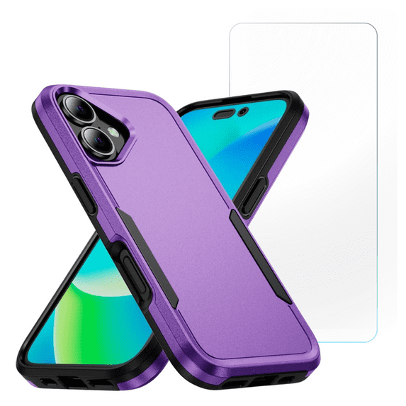 2-in-1 Entronix Bundle for iPhone 17. Heavy Duty Phone Case, 1 Screen Protector, Purple
