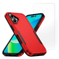 thumbnail image 1 of 2-in-1 Entronix Bundle for iPhone 17. Heavy Duty Phone Case, 1 Screen Protector, Red, 1 of 7