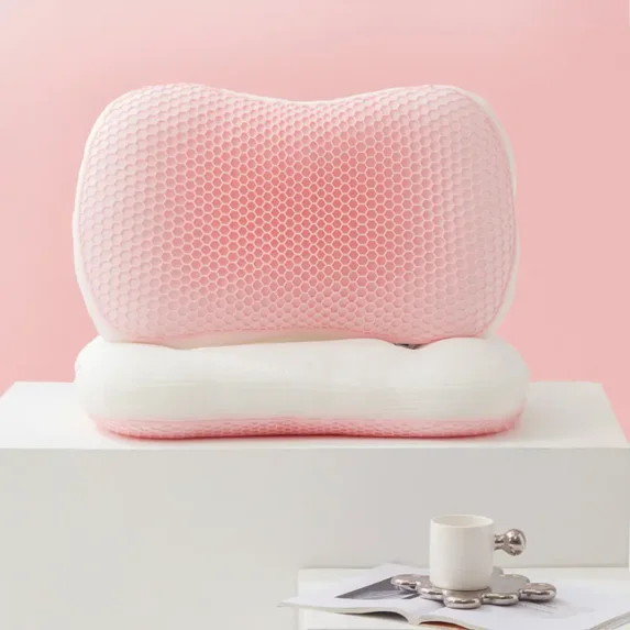 2-in-1 Ergonomic TPE Grid and Cooling Gel Pillow, Dual-Sided