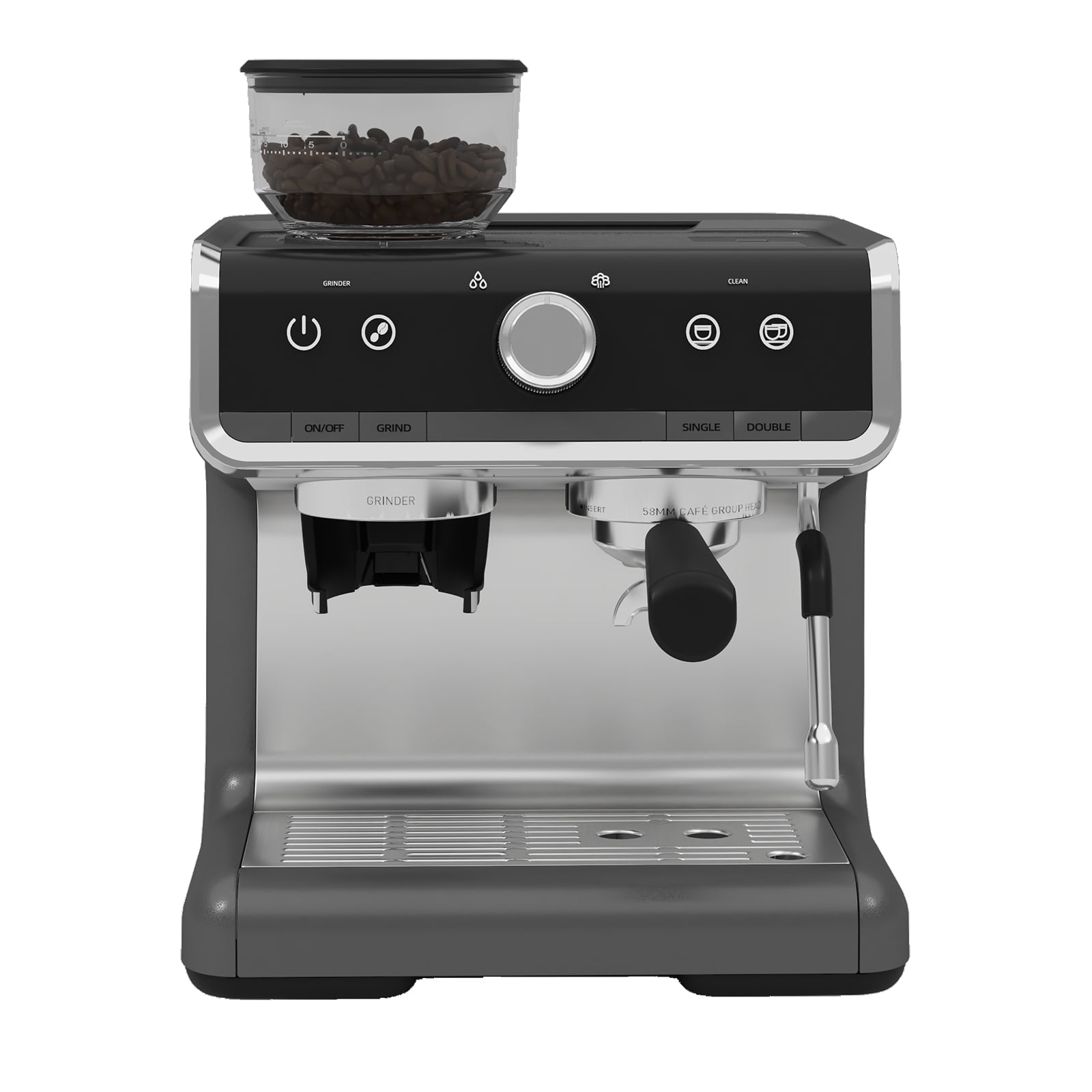 2-in-1 Espresso Machine & Grinder - 20 Bar with Steam Wand & Large Tank