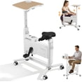 thumbnail image 1 of 2-in-1 Exercise Bike with Desk for Height 4'7"-6'2", 264lbs Capacity&Mobile Storage Under Desk Bike Adjustable Height, 30dB Stationary Bikes for Leisure, Weight Loss, Rehabilitation,Office Workout, 1 of 11