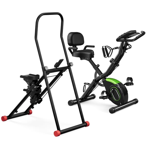 2-in-1 Exercise Bike & Stair Climber Combo,Compact Folding Cardio Exercise Machine for Home Gym Use,Stationary Bike Stair Stepper for Full Body Workout