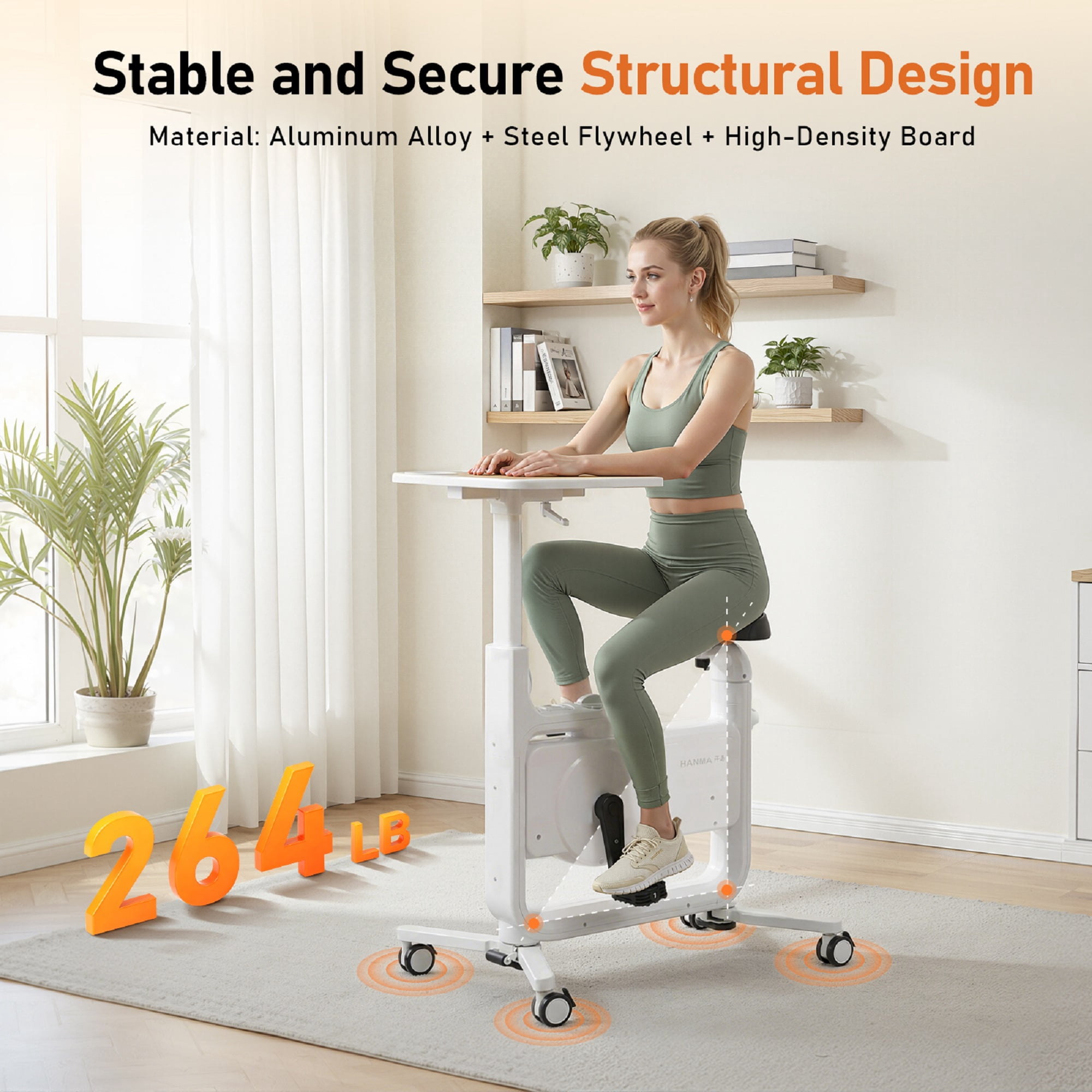Toyandona Indoor Stationary Bike with Quiet Magnetic Resistance and Adjustable Workspace