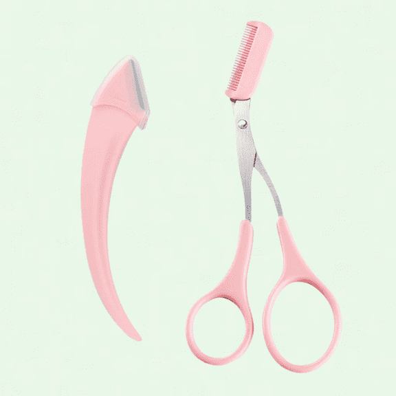 2-in-1 Eyebrow Trimmer Scissors & Comb, Precision Grooming Tools for Flawless Brows