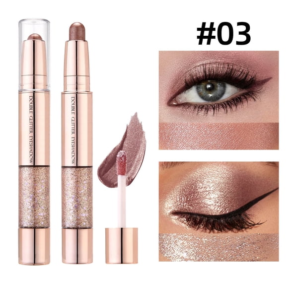 2-in-1 Eyeshadow Stick, Gradient Pearl Earth Tones, Glitter Eyeshadow Contour & Eyebrow Highlighter Pen for Eye Make, Creamy Blendable Formula，Portable And Mixed (#03, 6.5ml)