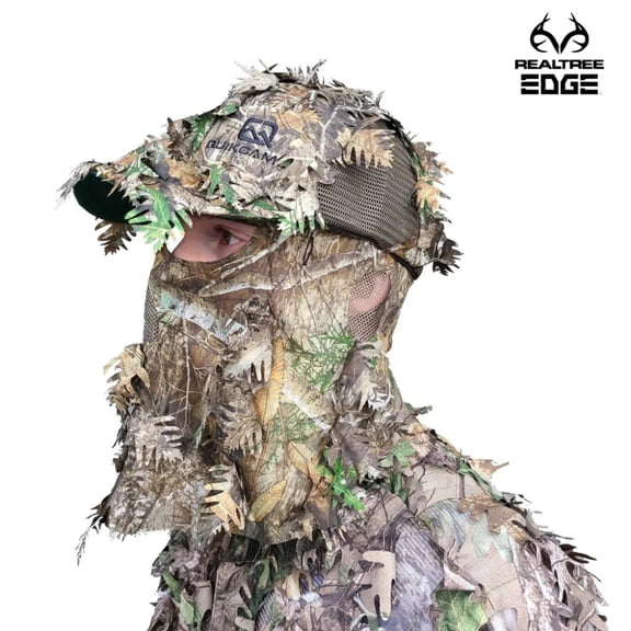 2-in-1 FRONT Leafy Face Mask and Camo Hat (Adjustable,OSFM)