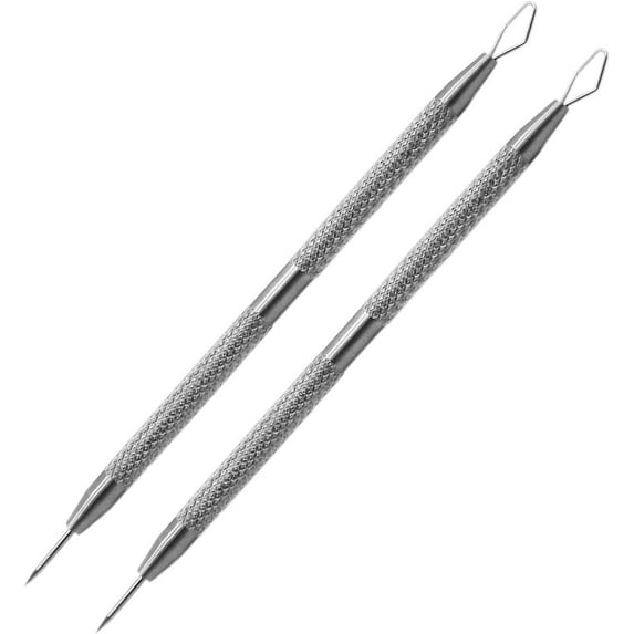 2-in-1 Facial Milia Removal and Whitehead Extractor & Lancet Circle Loop & Sharp Needle Pimple Popper Tool for Nose Face, Blemish Blackhead Extraction Pimple Acne (2pcs)
