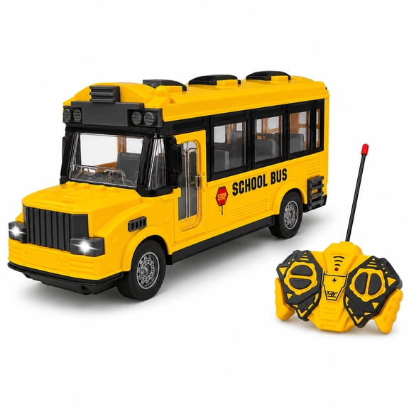 4-Channel RC School Bus Toy with Lights, Opening Doors & Realistic Sound