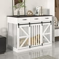 thumbnail image 1 of 2-in-1 Farmhouse Dog Crate Furniture - Wooden Large Dog Kennel with Drawers Storage - Double Doors - Indoor TV Stand - Inner Height: 24 Inches - Ideal for One Big Dog or Two Small Dogs, 1 of 12