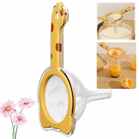 2-in-1 Fine Nylon Mesh Strainer,Kitchen Funnels with Mesh Food Filter Strainer,Multifunctional Funnel with Strainer for Soy Milk Juice,Fine Mesh Colander with Cute Handle