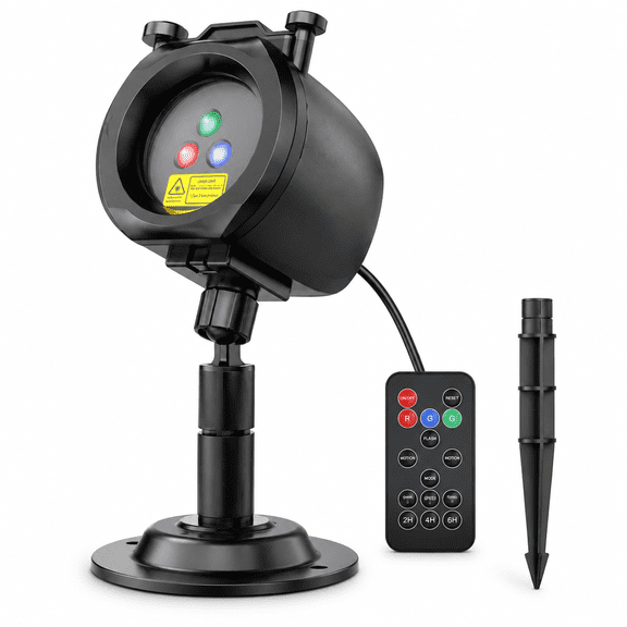 2-in-1 Firefly Holiday Light Projector with 4 HD Slides, Black