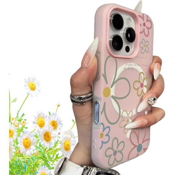 2-in-1 Floral Magnetic Phone Case A Spring-Themed Floral Pattern Jelly-Like 2-in-1 Magnetic Phone Case for iPhone 17/16/15/14/13 Pro Max Slim Fit Protection Cover
