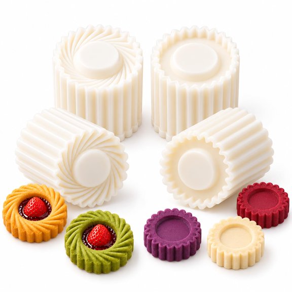 2 in 1 Fluted Tart Shell Press Mold, Double Sided ABS Pastry Cookie Mold, Mini Tart Shell Cutter for Jam Cookies, Pie Crust, Homemade Baking Tool