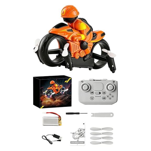 2-in-1 Flying Motorcycle RC Drone, Remote Control Stunt Motorcycle Toy with LED Lights, Indoor/Outdoor RC Flying Car Gift