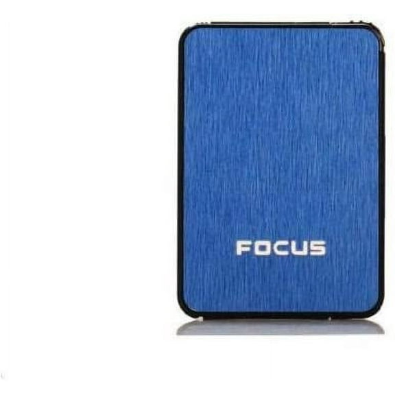 2 in 1 Focus Automatic Ejection Cigarette Case Box with Internal Lighter Blue