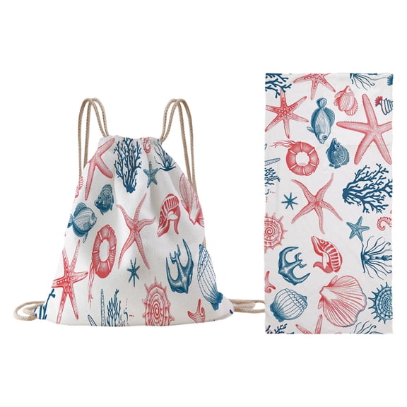 2-in-1 Foldable Beach Towel Backpack – Digital Printed Bath Towel with Built-in Storage, Convertible Beach Mat & Carry Bag, Absorbent for Pool, Camping, Yoga and Travel