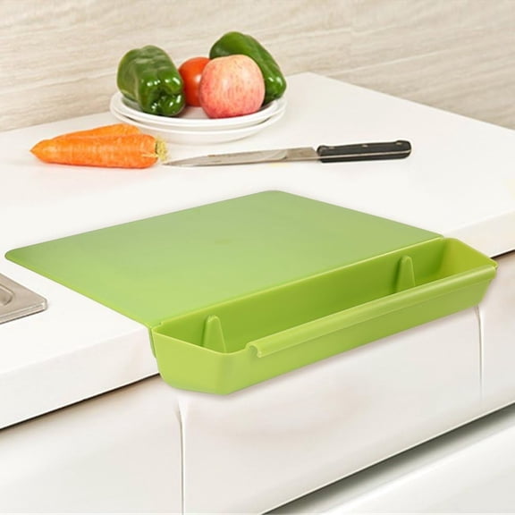 2-in-1 Foldable Cutting Board with Collapsible Colander Strainer Basket Non Slip Kitchen Chopping Mat Acrylic Plastic Vegetable Prep Board Set for Home Cooking Meal Prep
