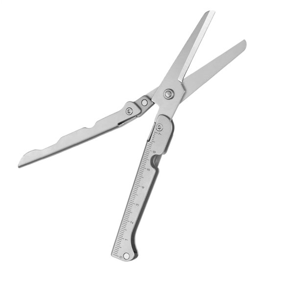 2-in-1 Foldable EDC Scissors with Built-In Ruler - Compact Travel Cutting Tool, Lightweight Folding Scissors for DIY, Camping, Office, Craft