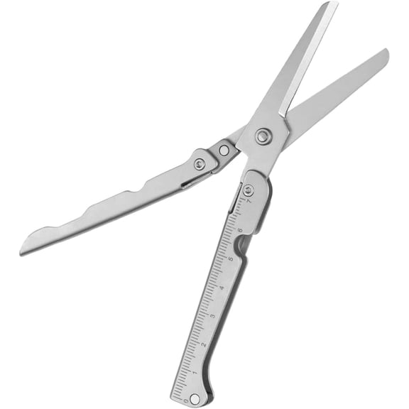 2-in-1 Foldable EDC Scissors with Built-In Ruler, Compact Travel Sewing Shears, Portable Pocket Multi-Tool