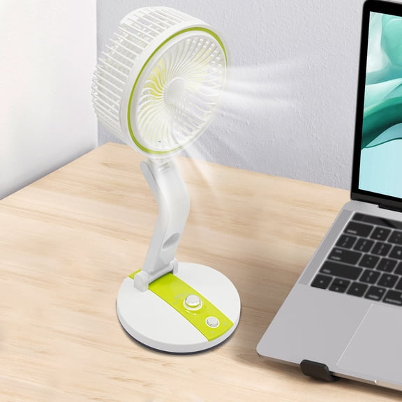 2-in-1 Foldable Mini Fan & Desk Lamp Portable Rechargeable Fan with 360 Rotation, Solar/USB Charging, 3 Speeds Quiet Personal Cooling Fan with LED Light for Office, Camping, Bedside