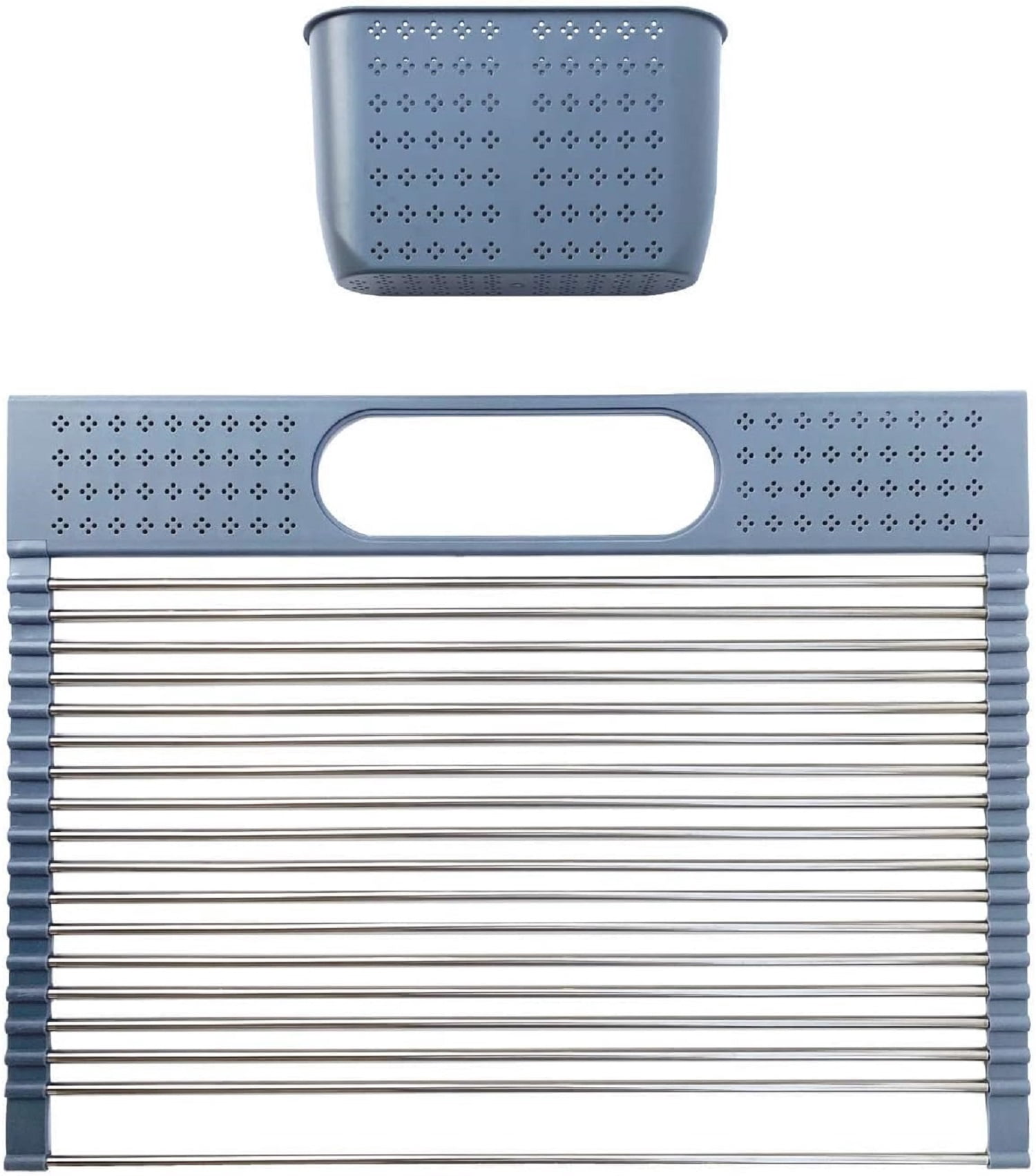 2-in-1 Foldable Over The Sink Drying Rack w/Utensil Holder,for Kitchen ...